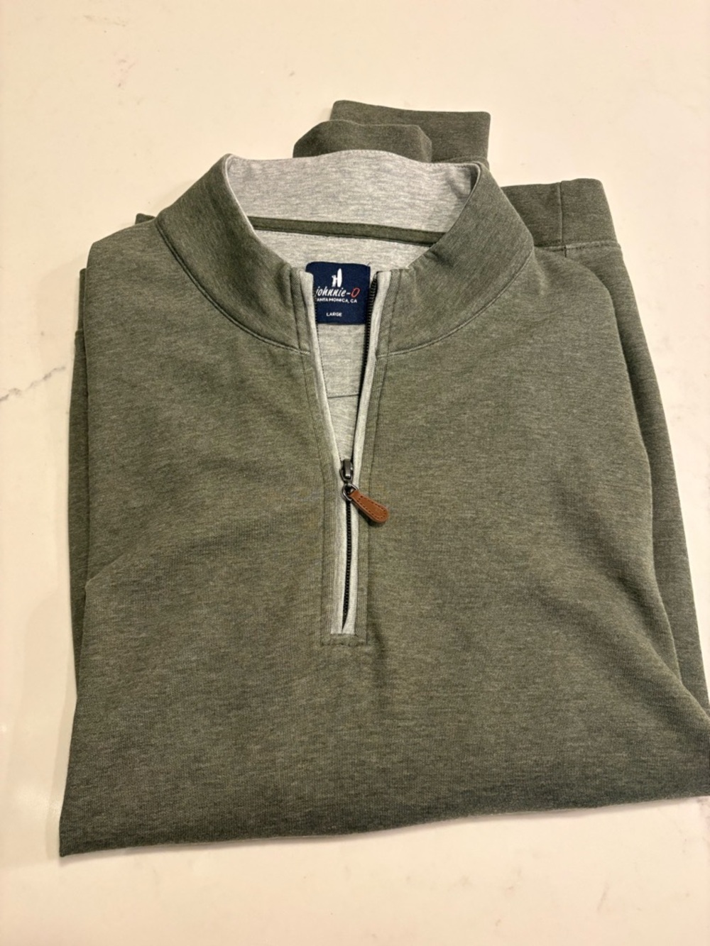 Men’s Johnnie O Quarter-Zip Pullover - Sage green with contrast trim